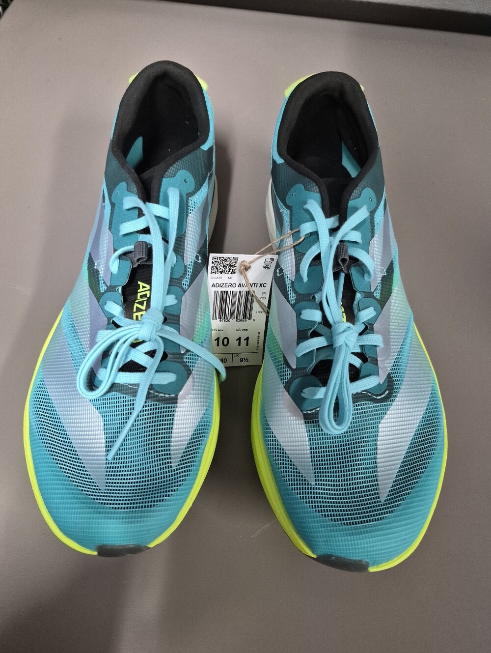 Adidas Unisex Adizero Avanti XC Spikes, Flash Aqua/Zero Met/ Lucid Lemon